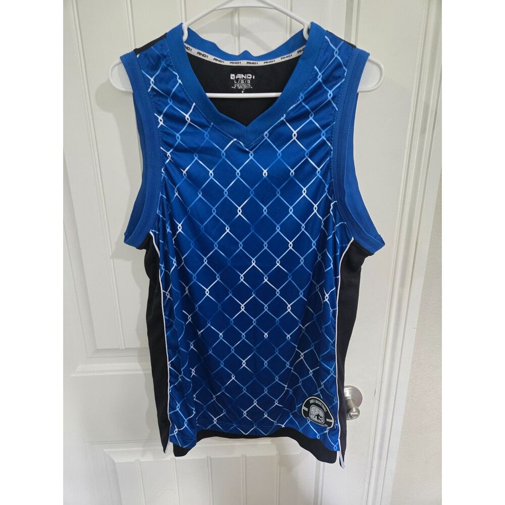 AND1 Basketball Jersey Men’s Size Large Blue Black Sleeveless Department 93